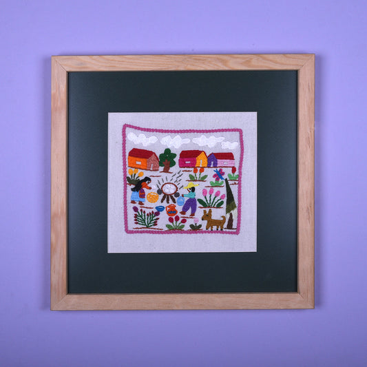 Girl embroidered scene
